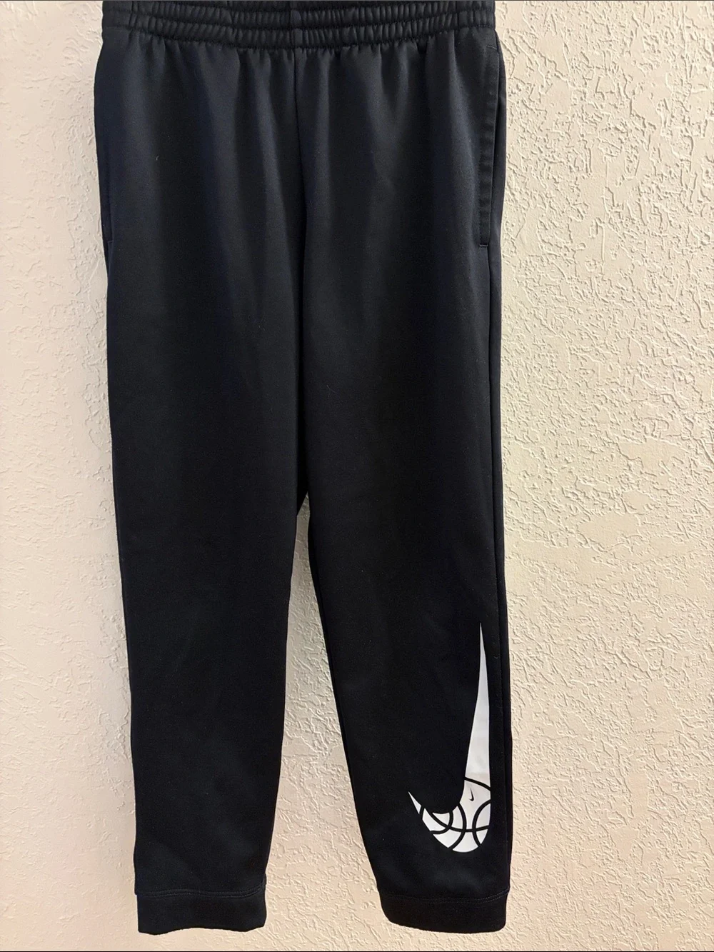 Nike Kids Black Joggers with White Swoosh